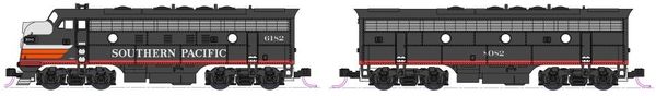 Kato HobbyTrain Lemke K1060427 - 2pc Diesel Locomotive Set EMD F7A+B of the SP, Black Widow